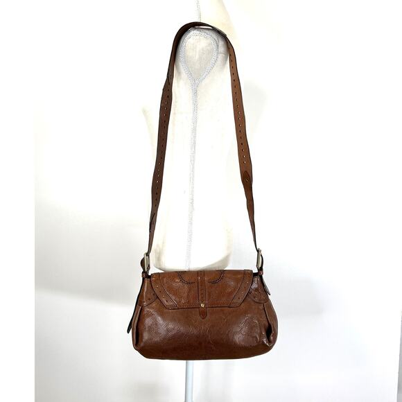 Cole Haan Sierra Lazer Cut Saddle Bag Crossbody Leather Brown - Picture 12 of 12